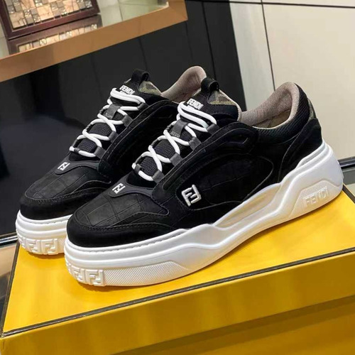 Fendi Force Full Grain Leather Platform Low Sneakers with FF Jacquard Logo Detail 펜디 포스 풀그레인 레더 플랫폼 로우 스니커즈 FF 자카드 로고 디테일 5cm