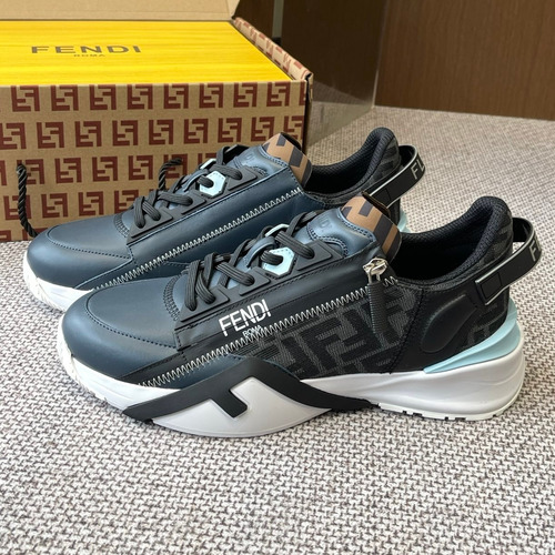 Fendi Flow Suede Mesh Slip-On Sneakers with Elastic Band Side Zip EVA Sole Detail 펜디 플로우 스웨이드 메쉬 슬립온 스니커즈 엘라스틱 밴드 사이드 지퍼 EVA 솔 디테일 3cm