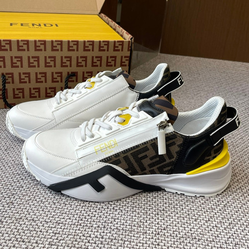 Fendi Flow Suede Mesh Slip-On Sneakers with Elastic Band Side Zip EVA Sole Detail 펜디 플로우 스웨이드 메쉬 슬립온 스니커즈 엘라스틱 밴드 사이드 지퍼 EVA 솔 디테일 3cm