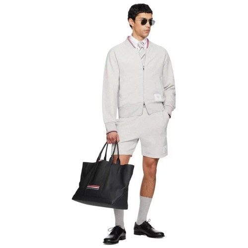 Thom Browne SS26 Cotton Zip-Up Varsity Jacket with Stripe Tape Detail 톰브라운 SS26 코튼 집업 바시티 재킷 스트라이프 테이프 디테일 WT262222