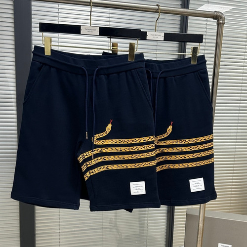 Thom Browne SS25 Cotton Terry Embroidered Snake Motif Shorts with 4-Bar Detail 톰브라운 SS25 코튼 테리 자수 스네이크 모티프 쇼츠 4바 디테일