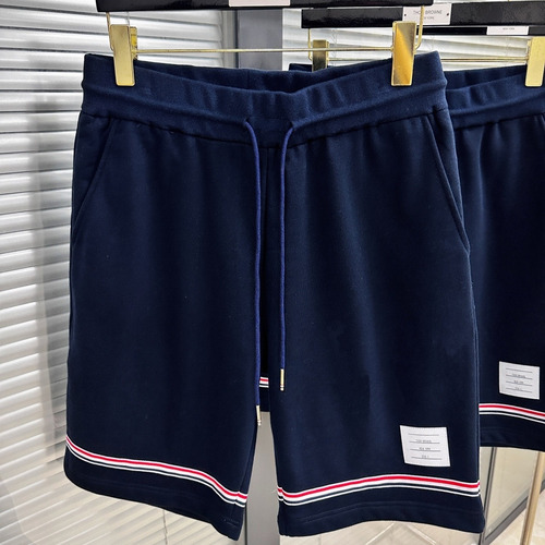 Thom Browne SS25 Cotton Terry Shorts with Tricolor Tape Trim Detail 톰브라운 SS25 코튼 테리 쇼츠 삼색 테이프 트림 디테일