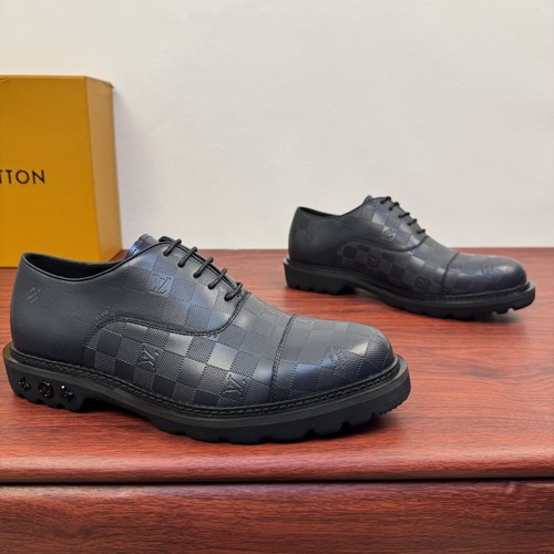 Louis Vuitton Damier Embossed Calfskin Derby Shoes with Platform Rubber Sole Detail 루이비통 다미에 엠보싱 카프스킨 더비 슈즈 플랫폼 러버솔 디테일 4.5cm