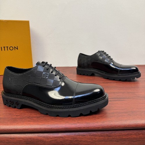 Louis Vuitton Damier Embossed Calfskin Derby Shoes with Platform Rubber Sole Detail 루이비통 다미에 엠보싱 카프스킨 더비 슈즈 플랫폼 러버솔 디테일 4.5cm