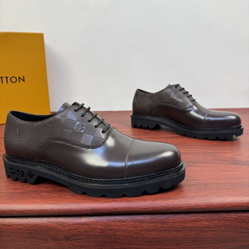 Louis Vuitton Damier Embossed Calfskin Derby Shoes with Platform Rubber Sole Detail 루이비통 다미에 엠보싱 카프스킨 더비 슈즈 플랫폼 러버솔 디테일 4.5cm