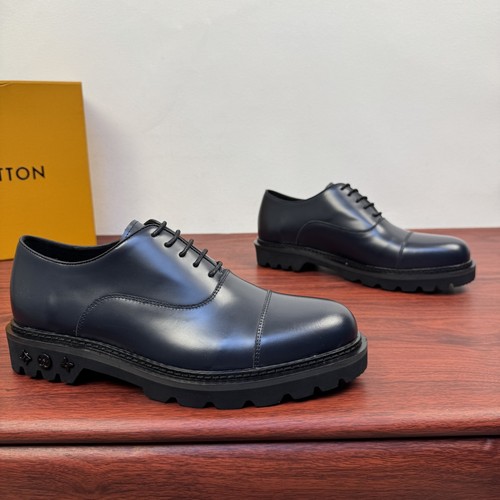 Louis Vuitton Damier Embossed Calfskin Platform Derby Shoes with Signature Rubber Sole Detail 루이비통 다미에 엠보싱 카프스킨 플랫폼 더비 슈즈 시그니처 러버솔 디테일 4.5cm