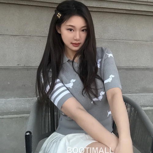 Thom Browne 2026 S/S Tencel Cotton Intarsia Hector Dog Polo T-Shirt 톰브라운 2026SS 텐셀 코튼 인타르시아 헥터 도그 폴로 티셔츠