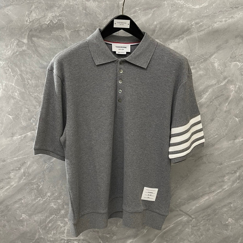 Thom Browne 2026 S/S Cotton Waffle Knit Button Polo T-Shirt 톰브라운 2026SS 코튼 와플 니트 버튼 폴로 티셔츠