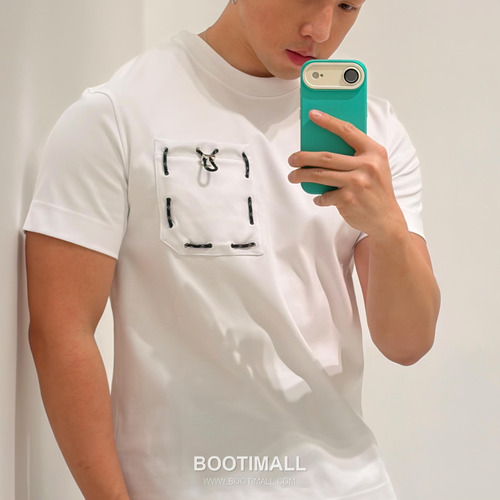 Fendi 2026 S/S Cotton Ribbon Pocket Embroidered Logo T-Shirt 펜디 2026SS 코튼 리본 포켓 자수 로고 티셔츠