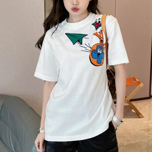 Louis Vuitton 2026 S/S Cotton Monogram Comics Intarsia Print T-Shirt 루이비통 2026SS 코튼 모노그램 코믹스 인타르시아 프린트 티셔츠