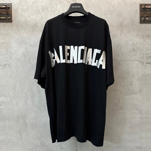 Balenciaga 2024 S/S Cotton Tape Print Distressed T-Shirt 발렌시아가 2024SS 코튼 테이프 프린트 디스트로이드 티셔츠
