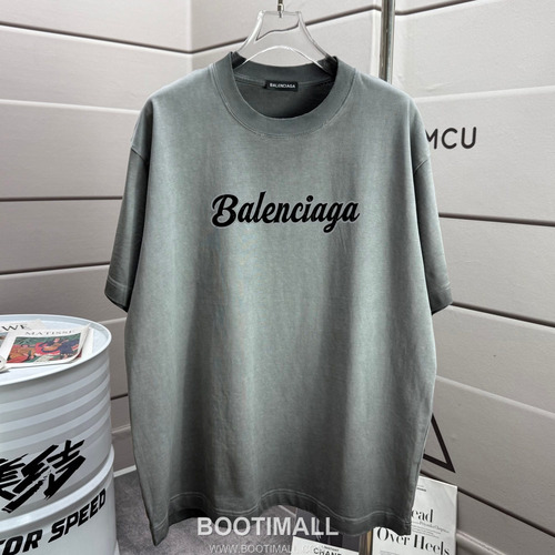 Balenciaga 2026 S/S Cotton Washed Distressed Logo T-Shirt 발렌시아가 2026SS 코튼 워싱 디스트로이드 로고 티셔츠
