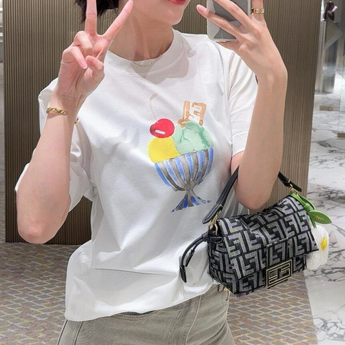 Fendi 2026 S/S Cotton Ice Cream Logo Print T-Shirt 펜디 2026SS 코튼 아이스크림 로고 프린트 티셔츠