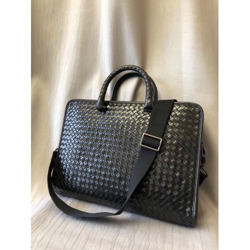 Bottega Veneta Calfskin Leather Black Top Handle Crossbody Briefcase Bag 보테가베네타 카프스킨 레더 블랙 탑핸들 크로스바디 브리프케이스백 20192000 40cm