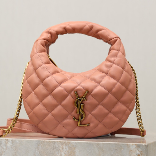 Saint Laurent Icarino Mini Hobo Lambskin Leather Chain  생로랑 이카리노 미니 호보 램스킨 블랙 체인 크로스 숄더백 871329 19cm