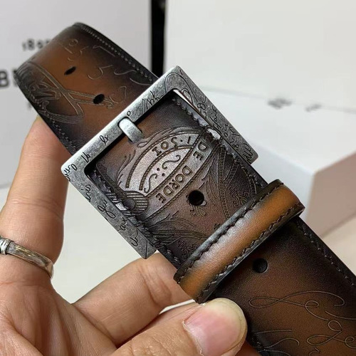 벨루티 베네치아 카프스킨 브라운 리버서블 벨트 핀버클 파티나 염색 실버버클 Berluti Venezia Calfskin Reversible Belt with Pin Buckle Patina Black Brown 3.5cm