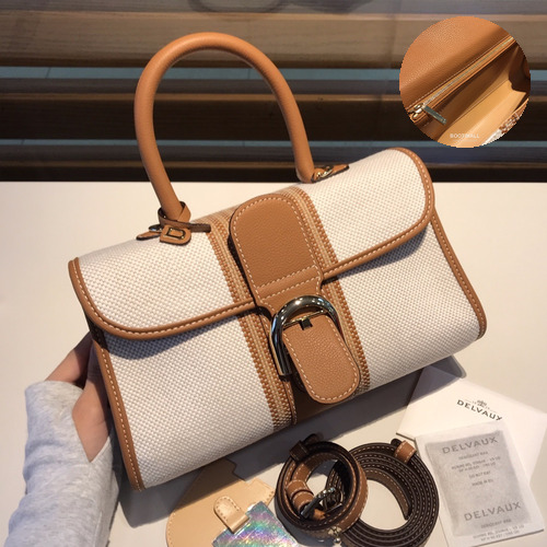 델보 브리앙 스몰 실크 린넨 레더 브레이드 베이지 플랩 핸드백 Delvaux Brillant Small Silk Linen Leather Braided Beige Flap Handbag 99175066 28cm