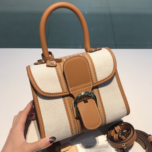 델보 브리앙 스몰 실크 린넨 레더 브레이드 베이지 플랩 핸드백 Delvaux Brillant Small Silk Linen Leather Braided Beige Flap Handbag 99155066 20cm