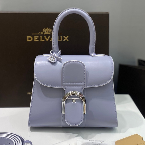 델보 브리앙 스몰 박스 카프스킨 퍼플 스트랩 메탈락 플랩 핸드백 Delvaux Brillant Small Box Calfskin Purple Strap Metal Lock Flap Handbag 99095066 20cm
