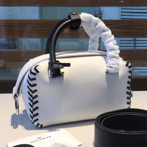 델보 쿨 박스 스몰 카프스킨 블랙 스트랩 D링 지퍼 토트 핸드백 Delvaux Cool Box Small Calfskin Black Strap D Ring Zip Tote Handbag 99130066 22cm