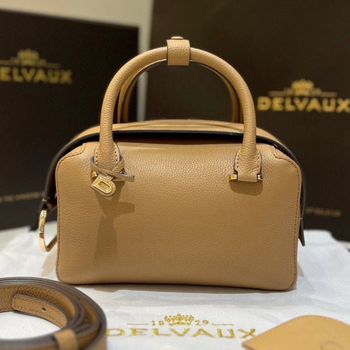 델보 쿨 박스 미니 카프스킨 옐로우 스트랩 D링 지퍼 토트 핸드백 Delvaux Cool Box Mini Calfskin Yellow Strap D Ring Zip Tote Handbag 99120066 22cm