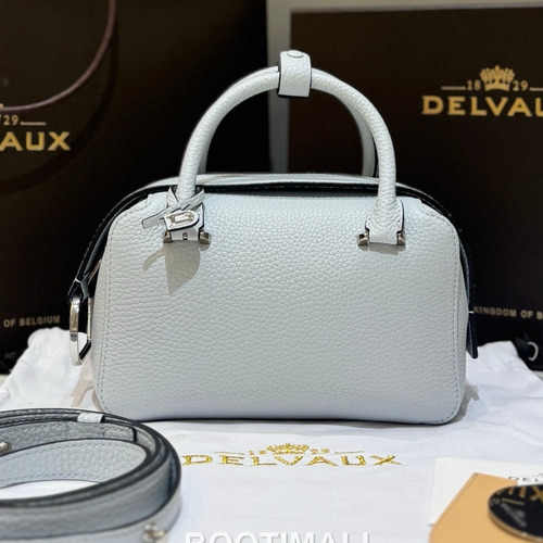 델보 쿨 박스 미니 카프스킨 옐로우 스트랩 D링 지퍼 토트 핸드백 Delvaux Cool Box Mini Calfskin Yellow Strap D Ring Zip Tote Handbag 99120066 22cm