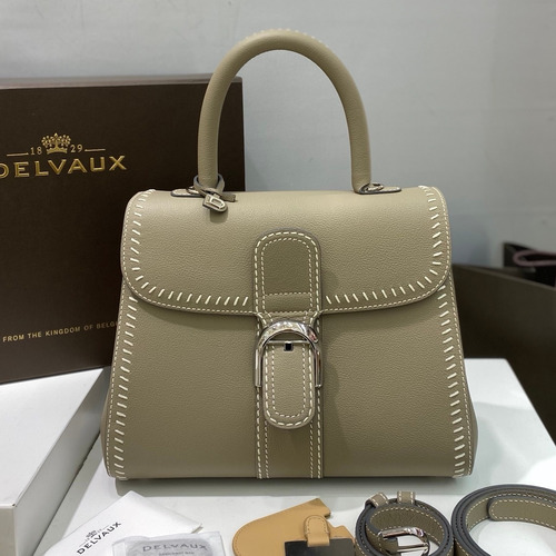 델보 브리앙 21 박스 카프스킨 카멜 스트랩 외부스티치 메탈락 플랩 핸드백 Delvaux Brillant 21 Box Calfskin Camel Strap External Stitch Metal Lock Flap Handbag 99150066 28cm