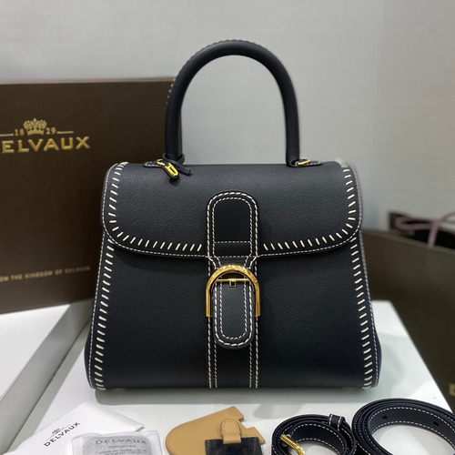 델보 브리앙 21 박스 카프스킨 카멜 스트랩 외부스티치 메탈락 플랩 핸드백 Delvaux Brillant 21 Box Calfskin Camel Strap External Stitch Metal Lock Flap Handbag 99150066 28cm