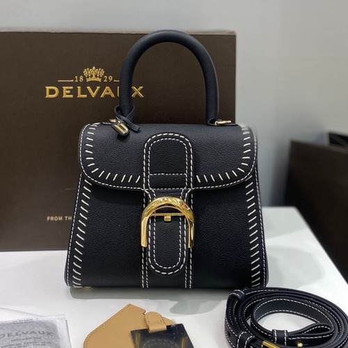 델보 브리앙 21 스몰 박스 카프스킨 카멜 스트랩 외부스티치 메탈락 플랩 핸드백 Delvaux Brillant 21 Small Box Calfskin Camel Strap External Stitch Metal Lock Flap Handbag 99125066 20cm