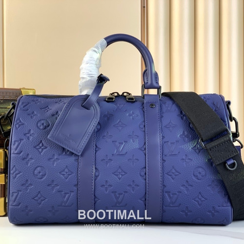 루이비통 키폴 35 모노그램 섀도우 엠보싱 카프스킨 레더 인디고 더플백 Louis Vuitton Keepall 35 Monogram Shadow Embossed Calfskin Leather Indigo Duffle Bag M22765 35cm
