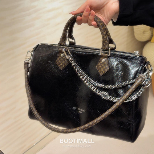 루이비통 수입원단 메탈디테일 소프트 블랙 보스턴 토트백 Louis Vuitton Imported Fabric Metal Detail Soft Black Boston Tote Bag M29419 30cm