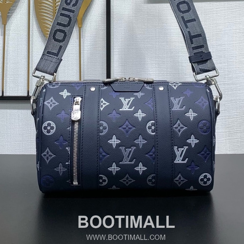 루이비통 모노그램 쉐도우 레더 그라데이션 프린트 블랙 더플백 Louis Vuitton Monogram Shadow Leather Gradient Print Black Duffle Bag M28617 27.5cm