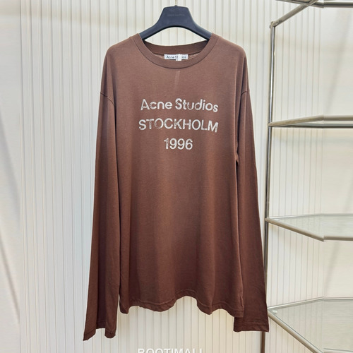 아크네스튜디오 2026SS 1966 머드다잉 워싱 오버핏 롱슬리브 브라운 티셔츠 Acne Studios 2026 SS 1966 Mud Dyed Washed Oversized Long Sleeve Brown T-Shirt
