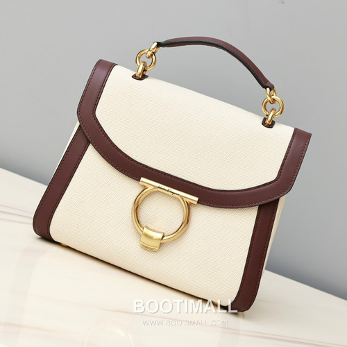 페라가모 카프스킨 패브릭 콤비 토트 숄더백 Ferragamo Calfskin Fabric Combo Tote Shoulder Bag DY-21H493 26cm
