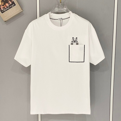 로에베 2025SS 헤비코튼 베어포켓자수 루즈핏 반팔 티셔츠 Loewe 2025 SS Heavy Cotton Bear Pocket Embroidery Loose Fit Short Sleeve T-Shirt