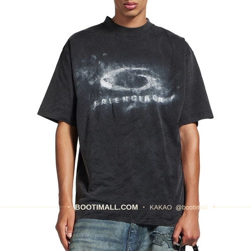 발렌시아가 2026SS 그래피티 링로고 프린트 워싱 루즈핏 반팔 티셔츠 Balenciaga 2026 SS Graffiti Ring Logo Print Washed Loose Fit Short Sleeve T-Shirt