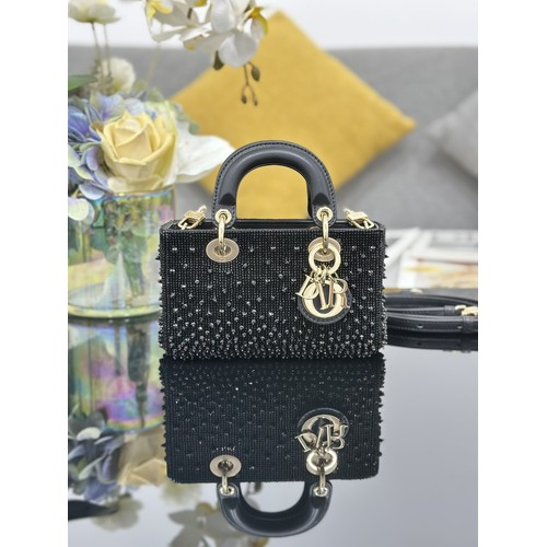 디올 레이디디조이 새틴 비즈자수 보우 핑크 미니백 Dior Lady D-Joy Satin Beaded Embroidery Bow Pink Mini Bag S0910 16cm