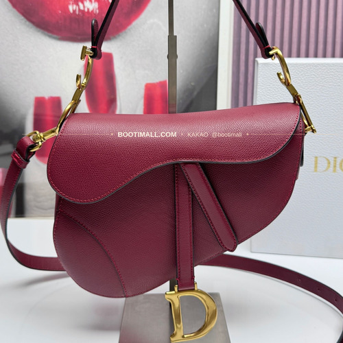 디올 새들 레더 CD로고 라지 숄더백 Dior Saddle Leather CD Logo Black Large Shoulder Bag 24cm