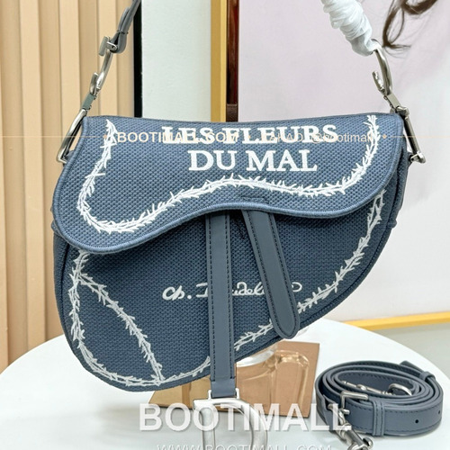 디올 새들 자수 패브릭 멀티 라지 숄더백 Dior Saddle Embroidered Fabric Multi Large Shoulder Bag 9930 24cm