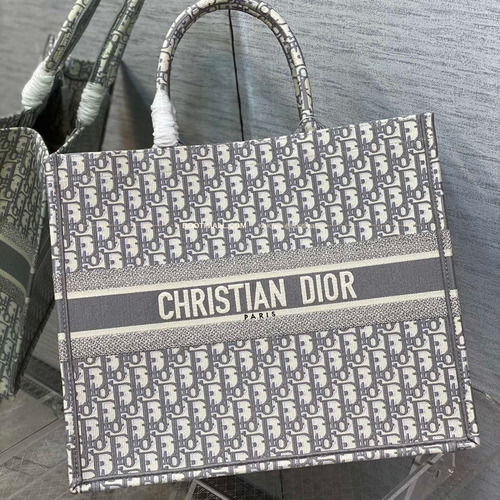디올 오블리크 자수 캔버스 블루 라지 토트백 Dior Oblique Embroidered Canvas Blue Large Tote Bag 8001 42cm