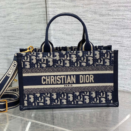 디올 오블리크 자수 캔버스 스트랩 스몰 토트백 Dior Oblique Embroidered Canvas Strap Small Tote Bag 27cm