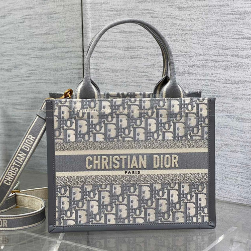 디올 오블리크 자수 캔버스 스트랩 스몰 토트백 Dior Oblique Embroidered Canvas Strap Small Tote Bag 26cm