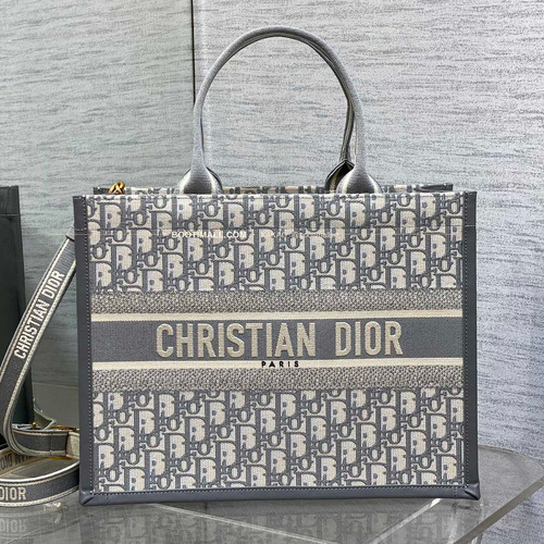 디올 오블리크 자수 캔버스 스트랩 미디엄 토트백 Dior Oblique Embroidered Canvas Strap Medium Tote Bag 36cm