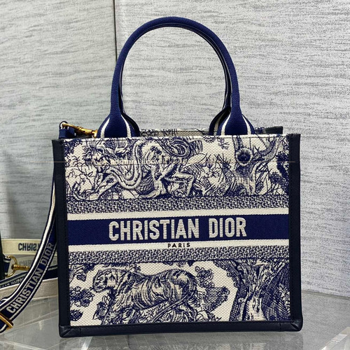 디올 오블리크 자수 캔버스 스트랩 스몰 토트백 Dior Oblique Embroidered Canvas Strap Small Tote Bag 26cm