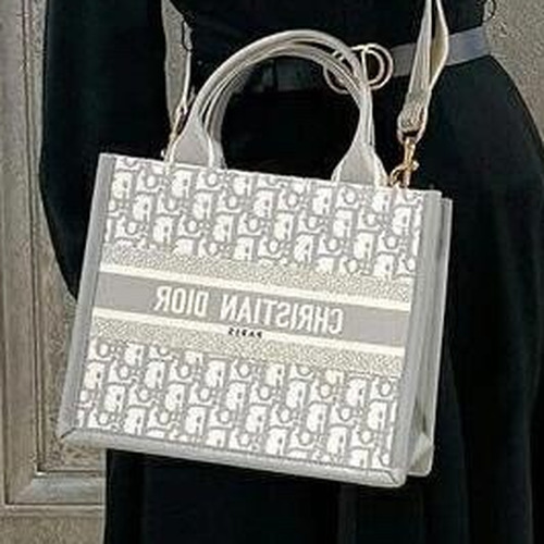 디올 오블리크 자수 캔버스 스트랩 미디엄 토트백 Dior Oblique Embroidered Canvas Strap Medium Tote Bag 36cm