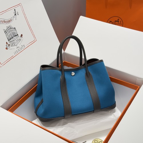 에르메스 가든파티 캔버스 레더 트림 토트백 Hermes Garden Party Canvas Leather Trim Tote Bag 30cm