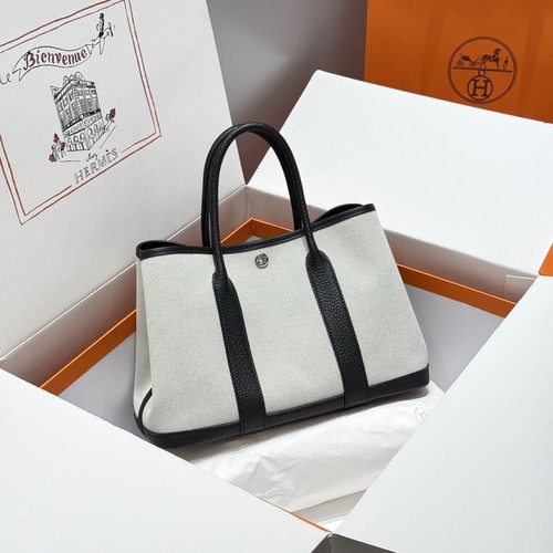 에르메스 가든파티 캔버스 레더 트림 토트백 Hermes Garden Party Canvas Leather Trim Tote Bag 30cm