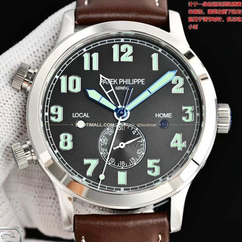 파텍필립 칼라트라바 파일럿 트래블타임 스틸 블랙다이얼 GMT 오토매틱 Patek Philippe Calatrava Pilot Travel Time Steel Black Dial GMT Automatic 5524G 40.8mm