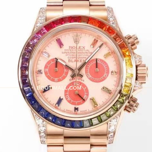 롤렉스 데이토나 904L스틸 블랙다이얼 레인보우베젤 크로노그래프 오토매틱 Rolex Daytona 904L Steel Black Dial Rainbow Bezel Chronograph Automatic 40mm