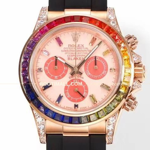 롤렉스 데이토나 904L스틸 블랙다이얼 레인보우베젤 크로노그래프 오토매틱 Rolex Daytona 904L Steel Black Dial Rainbow Bezel Chronograph Automatic 40mm